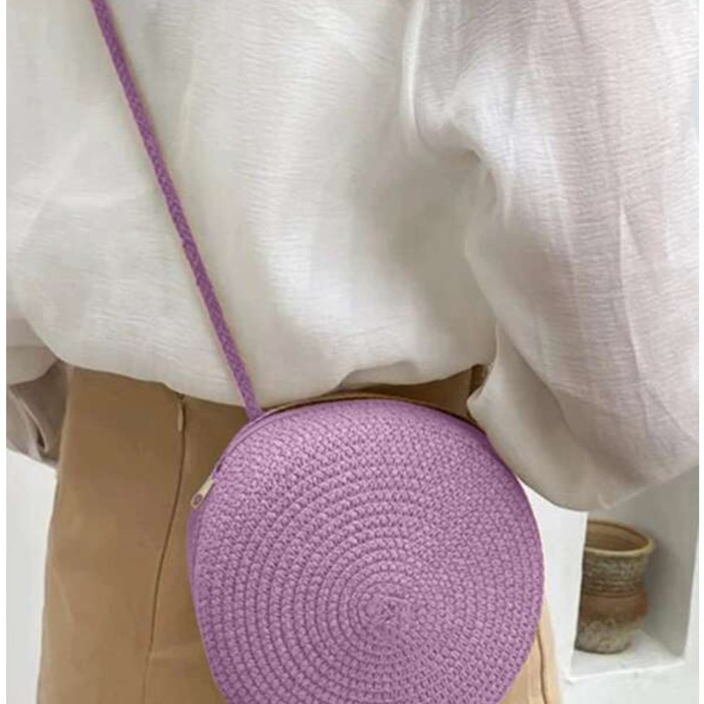 Purple  Mini Minimalist Straw Bag